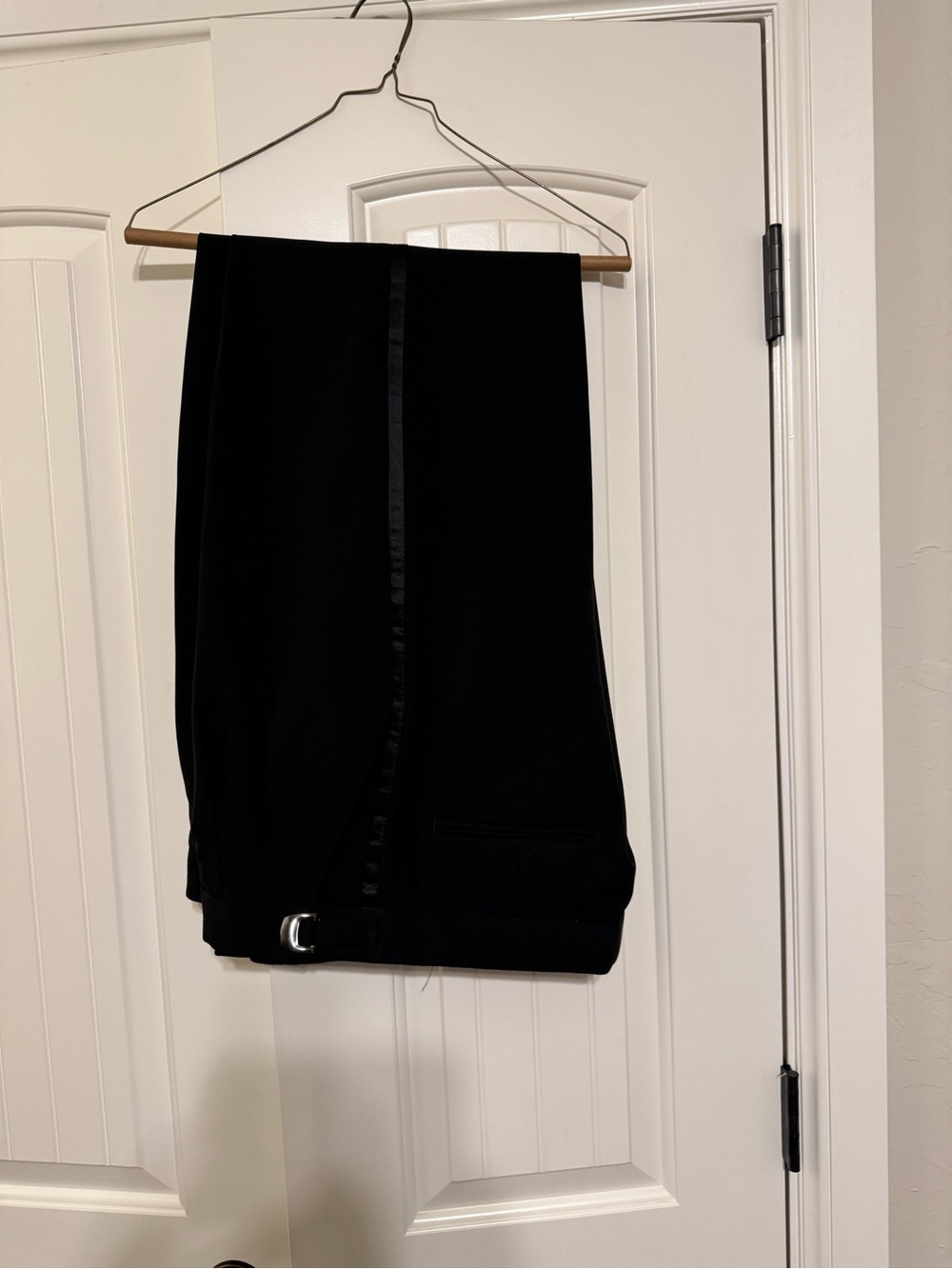 Men's Black Tuxedo Trousers with Satin Stripe